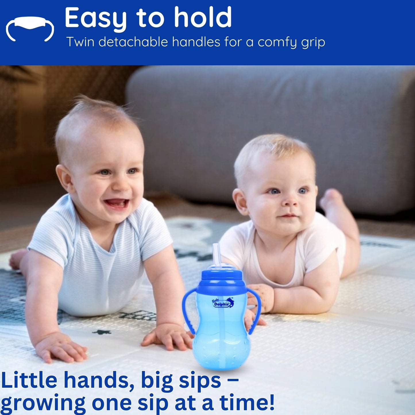 Interchangeable Sipper / Sippy Cup 300ml, Blue.
