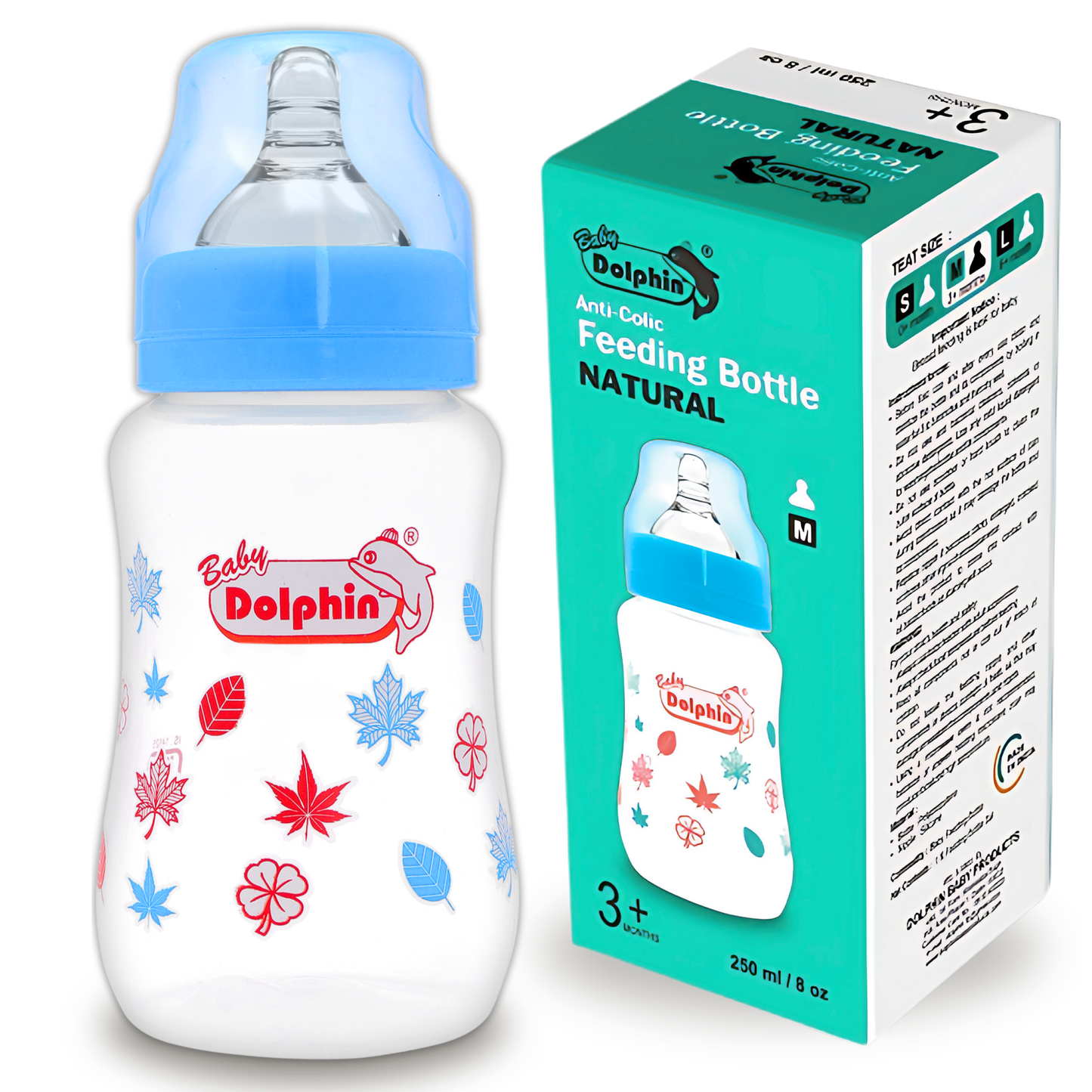 Anti-Colic Wide Neck Plastic Feeding Bottle, 250ml, Red.